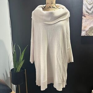 Chicos Size 3 Off White Cowl Neck Tunic Sweater Top Womens Neutral‎ Soft Knit